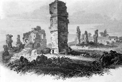 Last corner stack, Howley Hall as it appeared in an engraving from the past